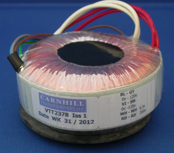 CA-18-VTT2378 - Transformer: Mains 110-0-110 (pri); 0-200v 0-6.3v (sec) Toroid 2U CA-18-VTT2378 - Transformer: Mains 110-0-110 (pri); 0-200v 0-6.3v (sec) Toroid 2U