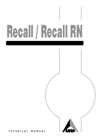 AML-13-029 - Technical Manual: AMEK Recall